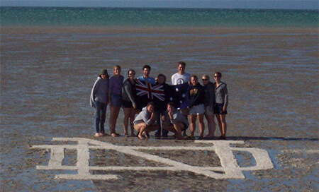 Students from Notre Dame's Perth program at Shell Beach / Coral Bay